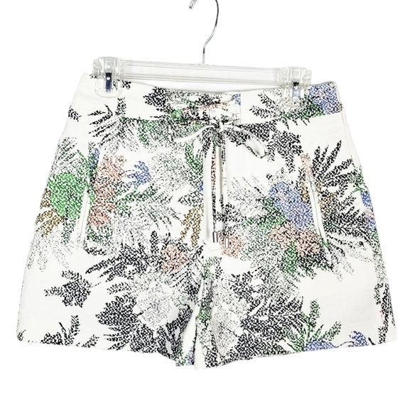 ZARA textured floral print shorts with self tie - Picture 1 of 5